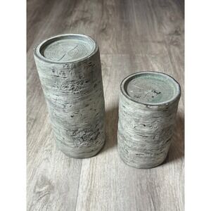 Rustic Birch Bark Look Cylinder Vase Candle Holders Farmhouse Home Decor‎ Set